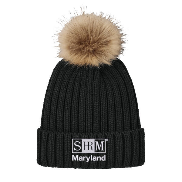 Maryland SHRM Embroidered - Faux Fur Pom Beanie Thumbnail